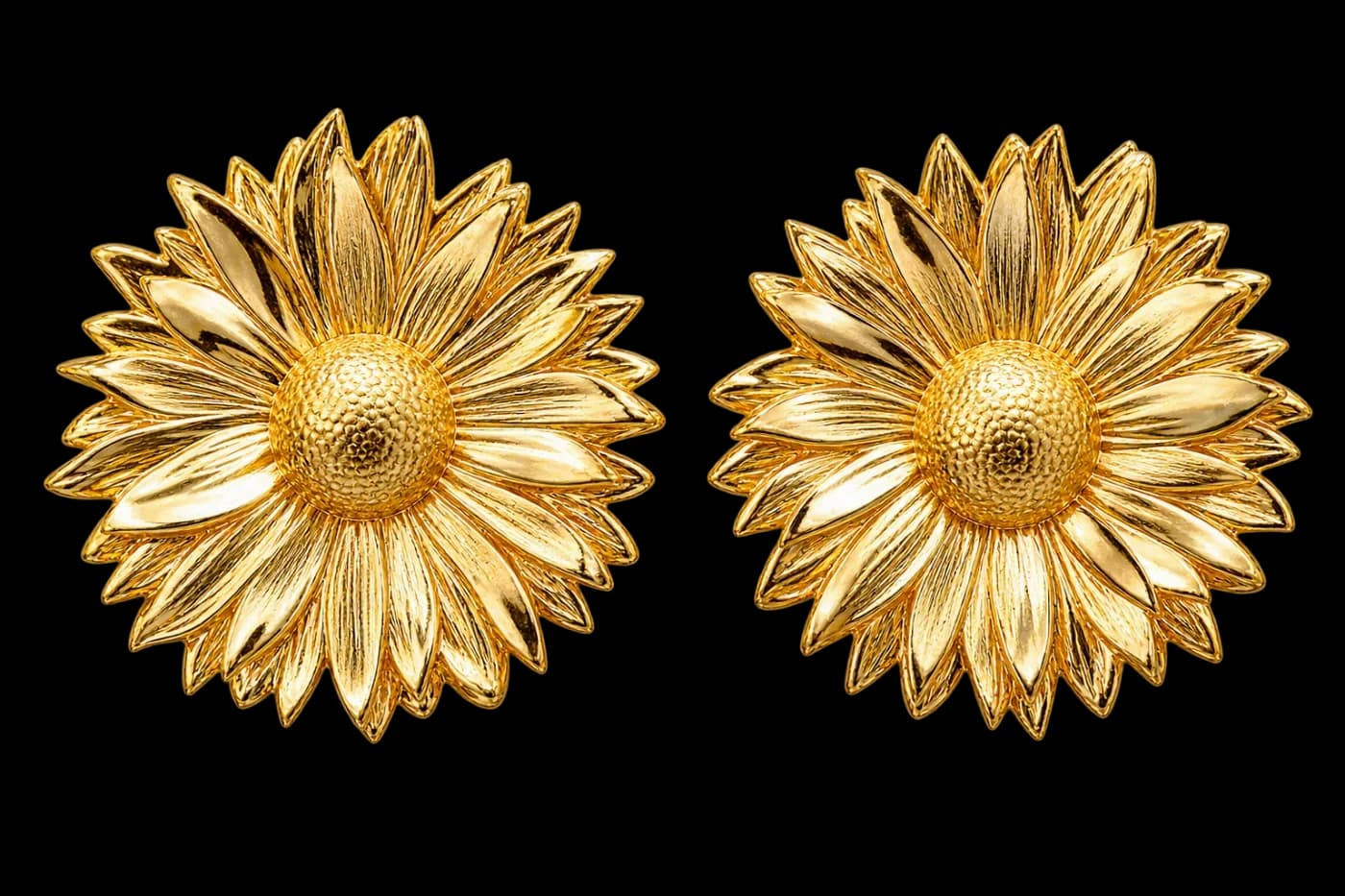 Aros Flor de Girasol Dorados