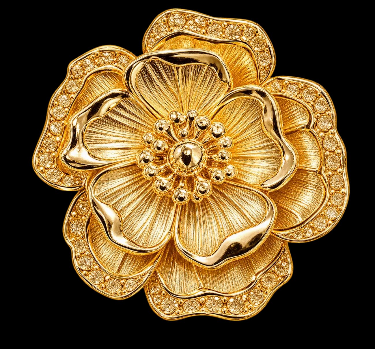 Aros Camelia Escultórico en Baño de Oro